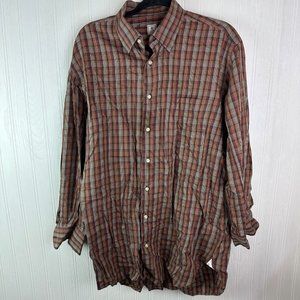 Peter Millar Plaid Button Up Shirt‎ Size Medium 100% Cotton Brown